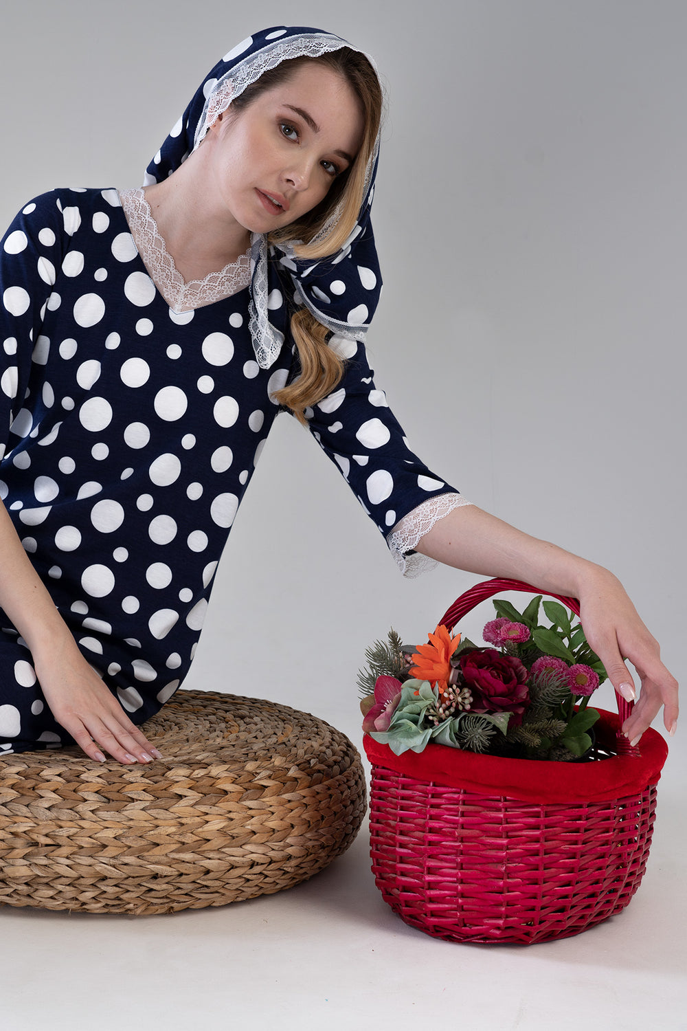 Woman Modal Indigo V Neck Pocket Detail Dress