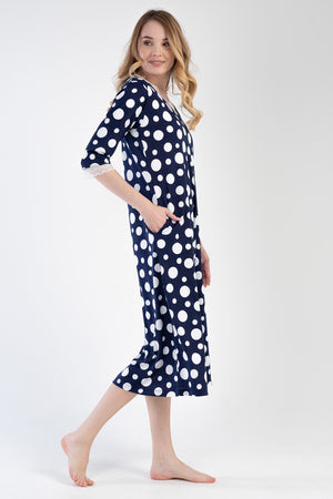 Woman Modal Indigo V Neck Pocket Detail Dress
