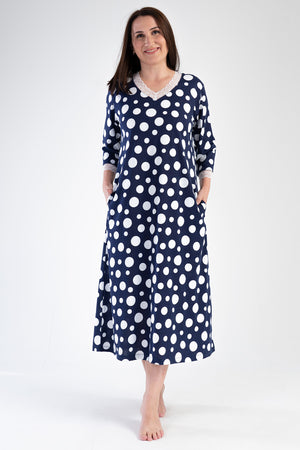 Woman Modal Big Size Indigo V Neck Dress