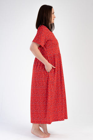 KADIN P.MODAL XXL KISA KOL ELBISE 303012 - Vienetta1.GrupKIRMIZI