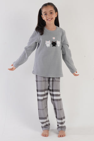 KIZ COCUK POLAR UZUN KOL PIJAMA TAKIM(9 - 10/15 - 16) 303036 - Vienetta1.GrupGRI