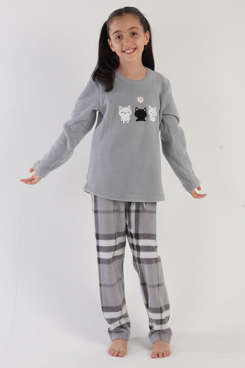 KIZ COCUK POLAR UZUN KOL PIJAMA TAKIM(9 - 10/15 - 16) 303036 - Vienetta1.GrupGRI