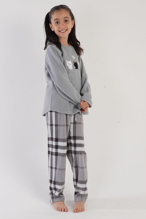 KIZ COCUK POLAR UZUN KOL PIJAMA TAKIM(9 - 10/15 - 16) 303036 - Vienetta1.GrupGRI