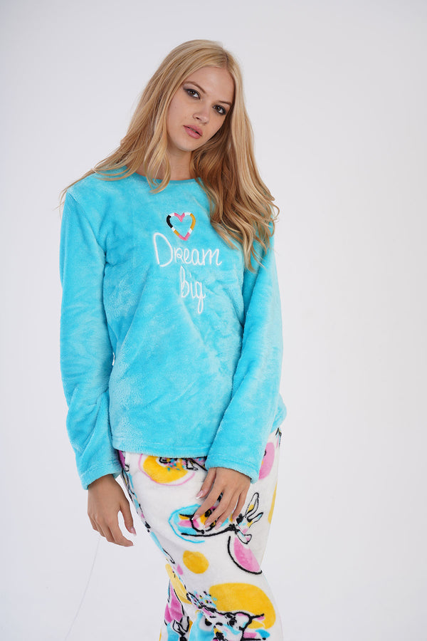 KADIN SOFT UZUN KOL PIJAMA TAKIM 303085 - Vienetta1.GrupPARLAK MINT