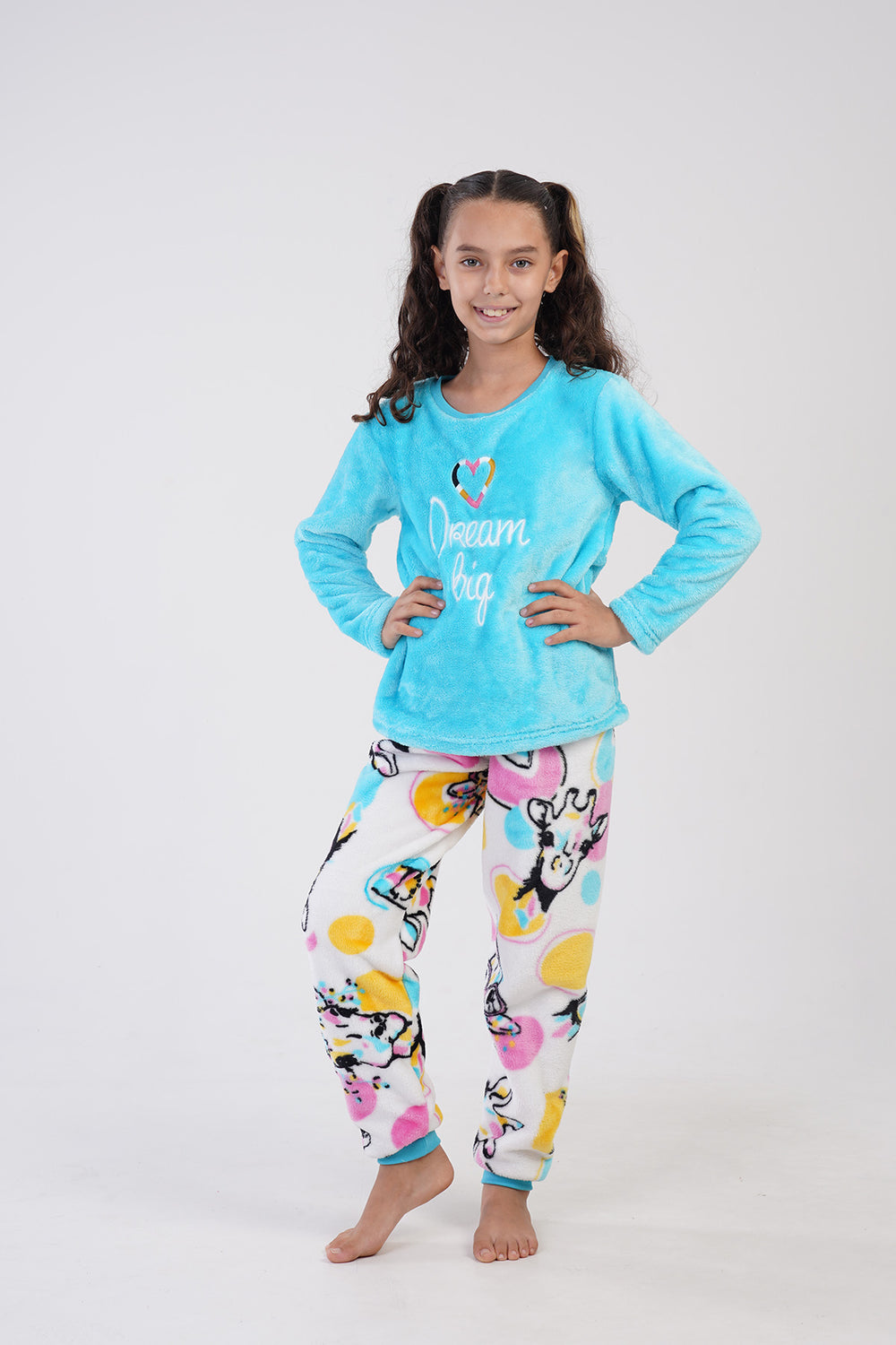 KIZ COCUK SOFT UZUN KOL PIJAMA TAKIM(7 - 8/13 - 14) 303086 - Vienetta1.GrupPARLAK MINT