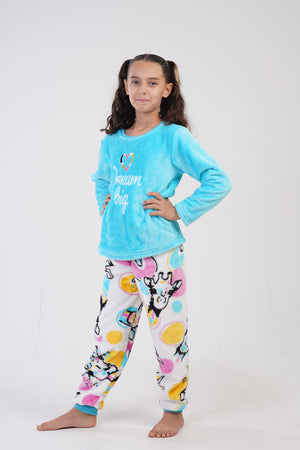 KIZ COCUK SOFT UZUN KOL PIJAMA TAKIM(7 - 8/13 - 14) 303086 - Vienetta1.GrupPARLAK MINT