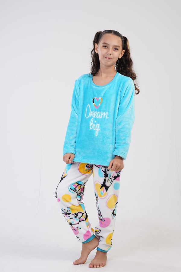 KIZ COCUK SOFT UZUN KOL PIJAMA TAKIM(7 - 8/13 - 14) 303086 - Vienetta1.GrupPARLAK MINT