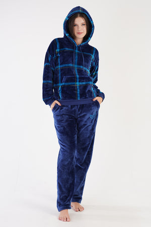 Woman Soft Fleece Indigo Pyjama Set