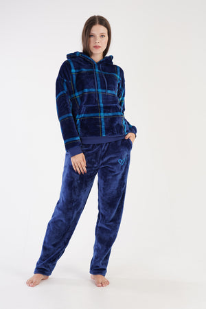 Woman Soft Fleece Indigo Pyjama Set