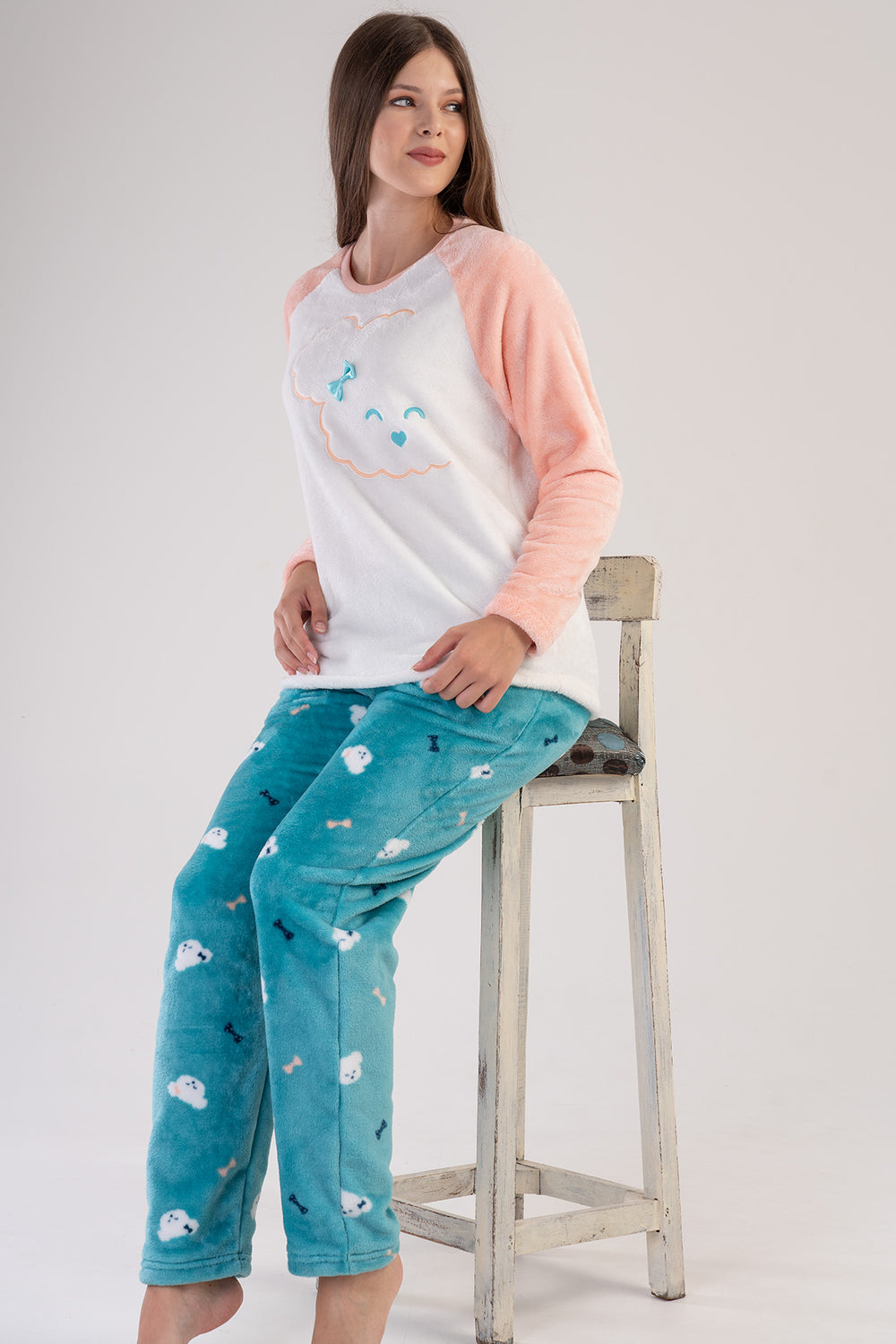 KADIN SOFT UZUN KOL PIJAMA TAKIM 303090 - Vienetta1.GrupSOFT PINK