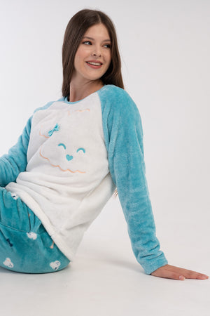 Woman Soft Aqua Pyjama Set