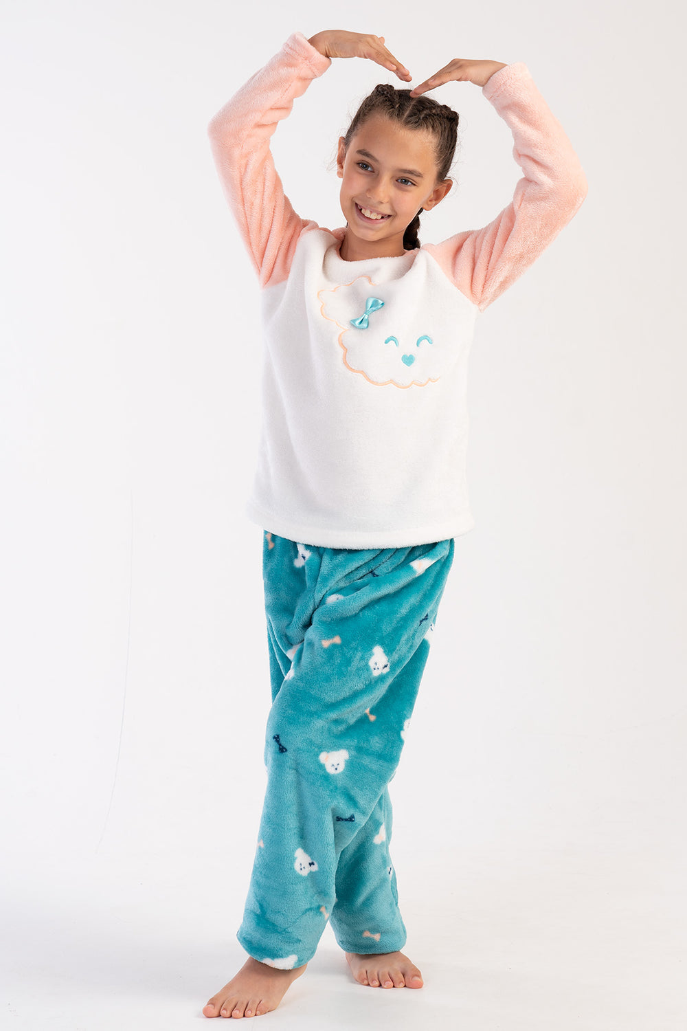 KIZ COCUK SOFT UZUN KOL PIJAMA TAKIM(7 - 8/13 - 14) 303091 - Vienetta1.GrupSOFT PINK