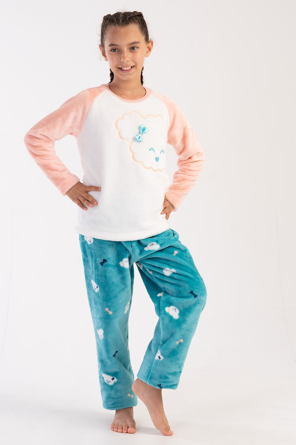 KIZ COCUK SOFT UZUN KOL PIJAMA TAKIM(7 - 8/13 - 14) 303091 - Vienetta1.GrupSOFT PINK