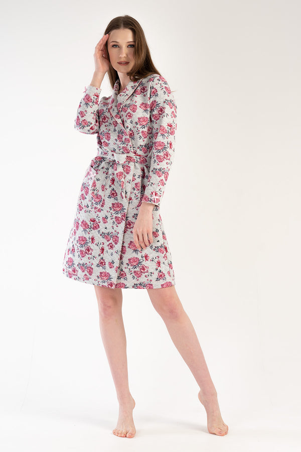 Woman Quilting Flowy Dressing Gown