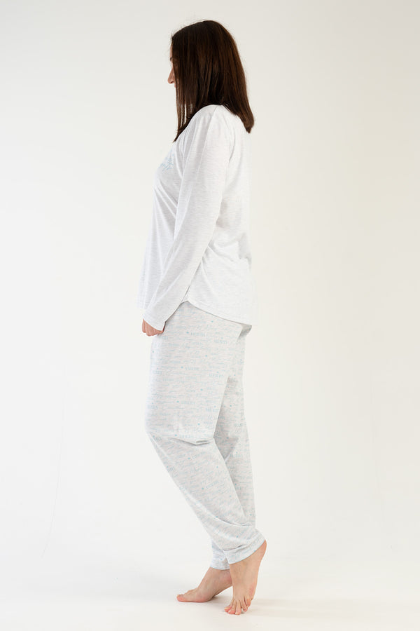 KADIN SUPREM XXL UZUN KOL PIJAMA TAKIM 303126 - Vienetta1.GrupGRAY MELANGE
