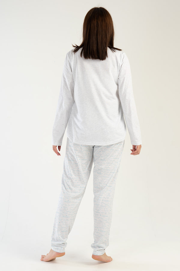 KADIN SUPREM XXL UZUN KOL PIJAMA TAKIM 303126 - Vienetta1.GrupGRAY MELANGE