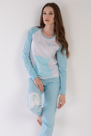 Woman Combed Supreme Crystal Blue Pyjama Set