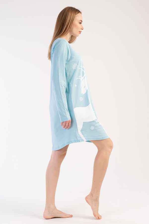 Woman Crystal Blue Christmas Tunic