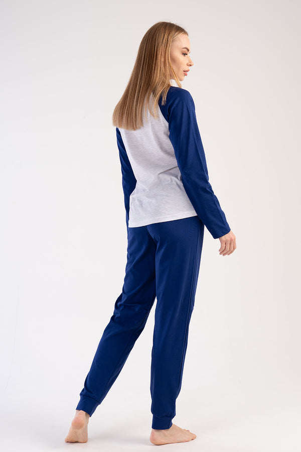 KADIN SUPREM UZUN KOL PIJAMA TAKIM 303132 - Vienetta1.Grup1193INDIGO