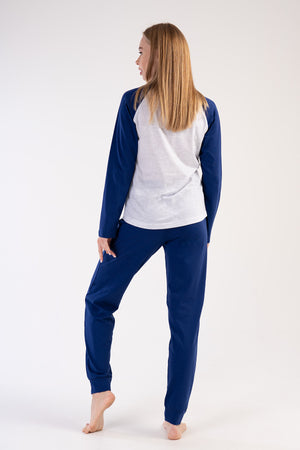 KADIN SUPREM UZUN KOL PIJAMA TAKIM 303132 - Vienetta1.Grup1193INDIGO
