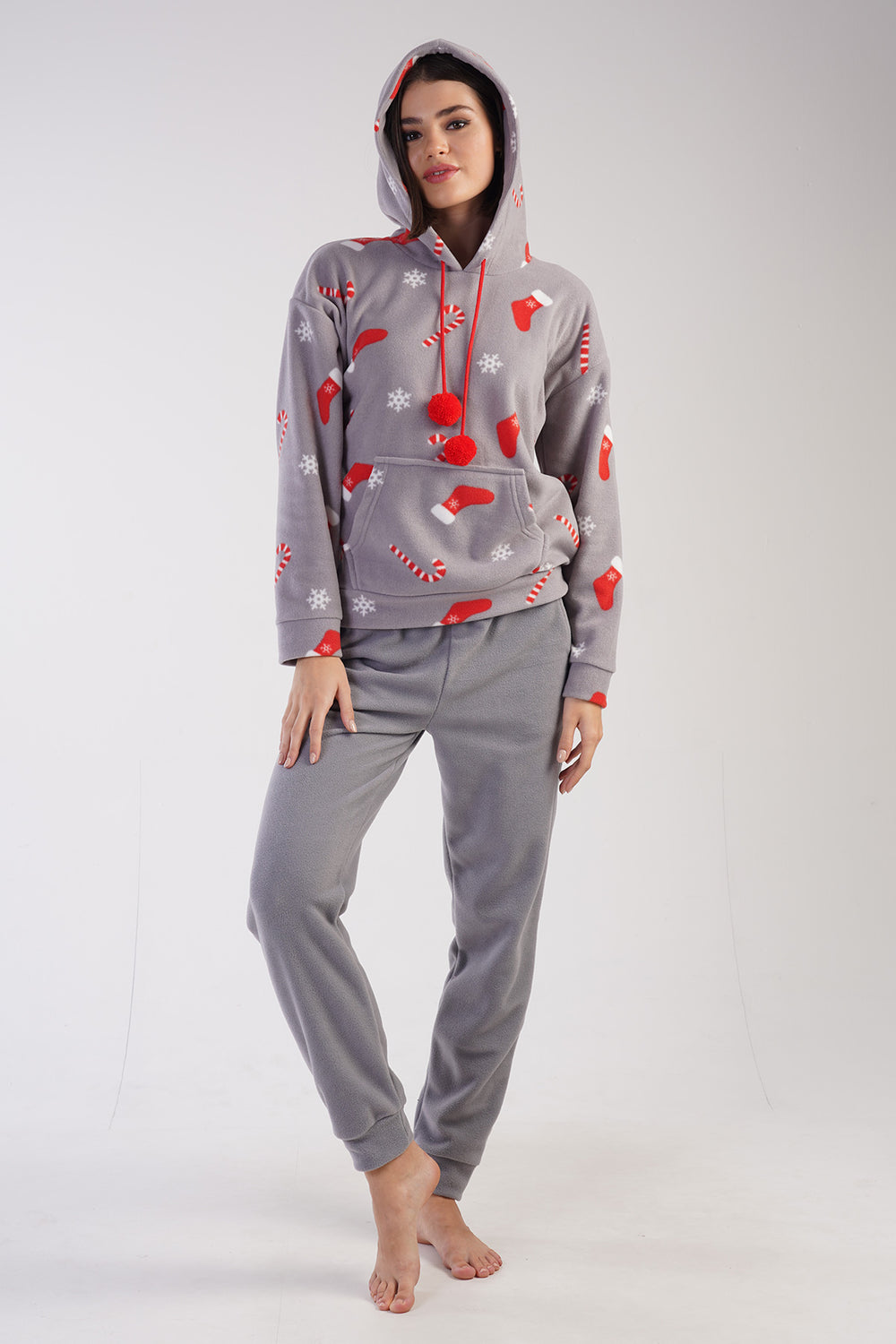 KADIN POLAR UZUN KOL PIJAMA TAKIM 303181 - Vienetta1.GrupGRI