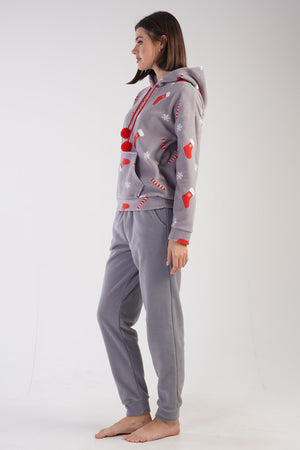 KADIN POLAR UZUN KOL PIJAMA TAKIM 303181 - Vienetta1.GrupGRI