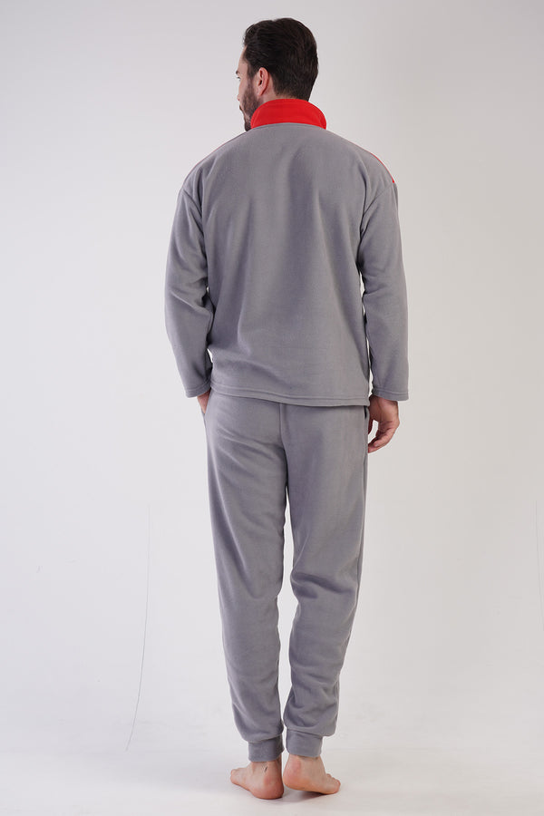 Man Red and Gray Fleece Pyjama Set
