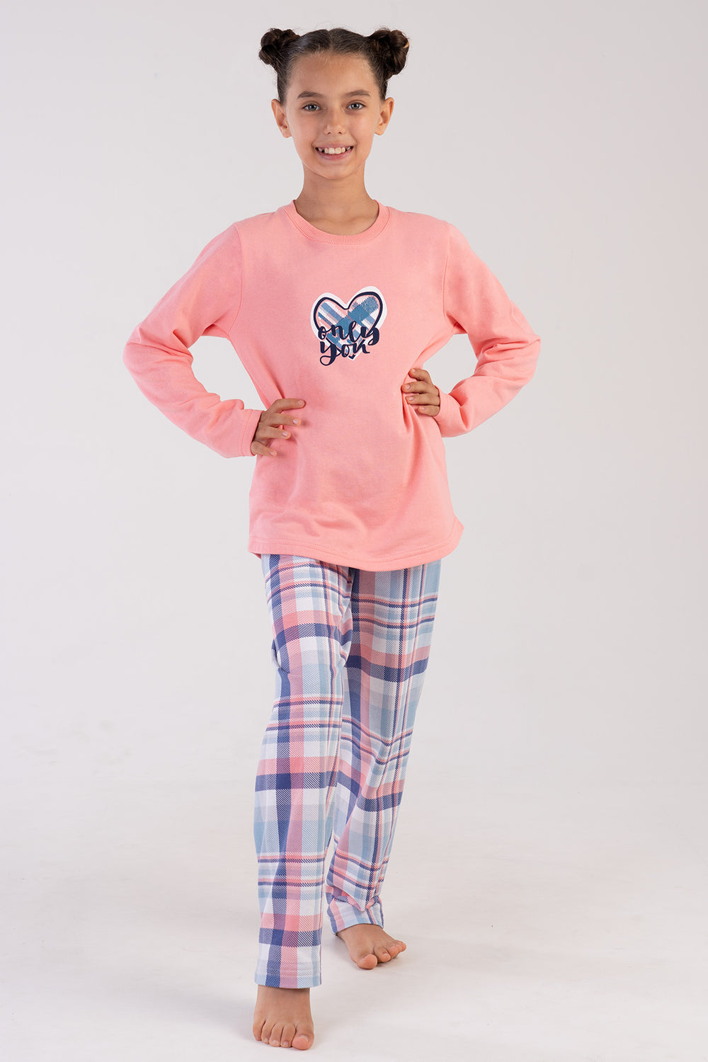 KIZ COCUK 2IPLIK UZUN KOL PIJAMA TAKIM 303202 - Vienetta1.GrupPINK