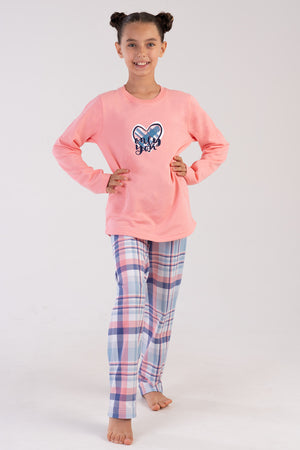 KIZ COCUK 2IPLIK UZUN KOL PIJAMA TAKIM 303202 - Vienetta1.GrupPINK