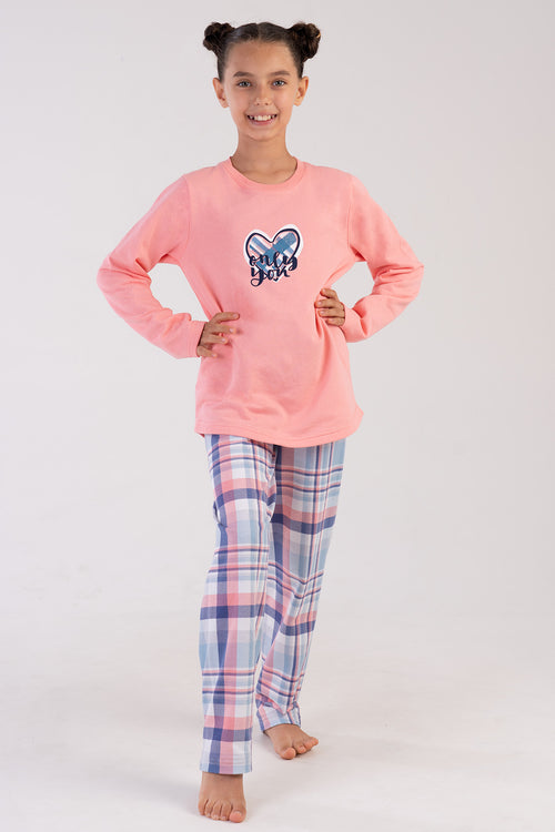 KIZ COCUK 2IPLIK UZUN KOL PIJAMA TAKIM 303202 - Vienetta1.GrupPINK