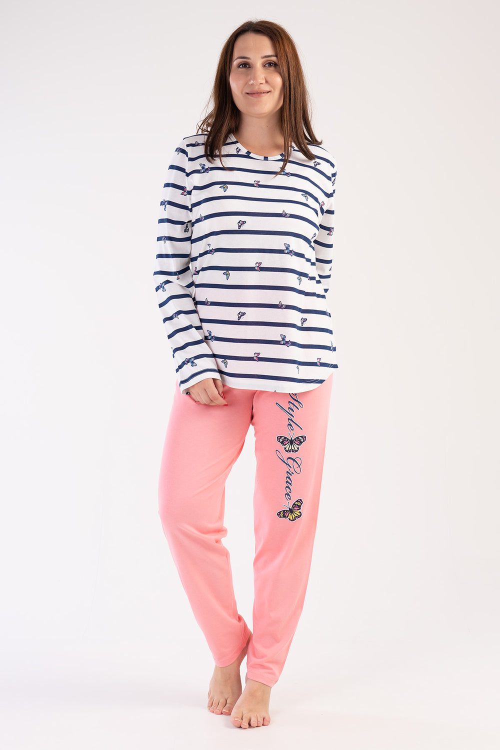 KADIN SUPREM XXL UZUN KOL PIJAMA TAKIM 303209 - Vienetta1.GrupCOTTONPINK