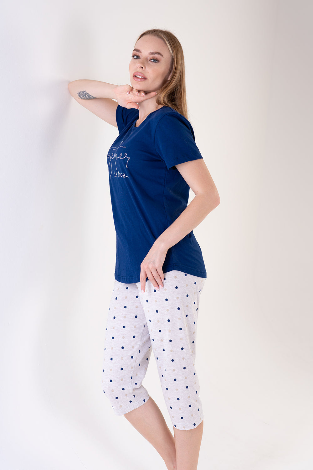 KADIN KISA KOL KAPRI TAKIM 303219 - Vienetta1.Grup1193INDIGO