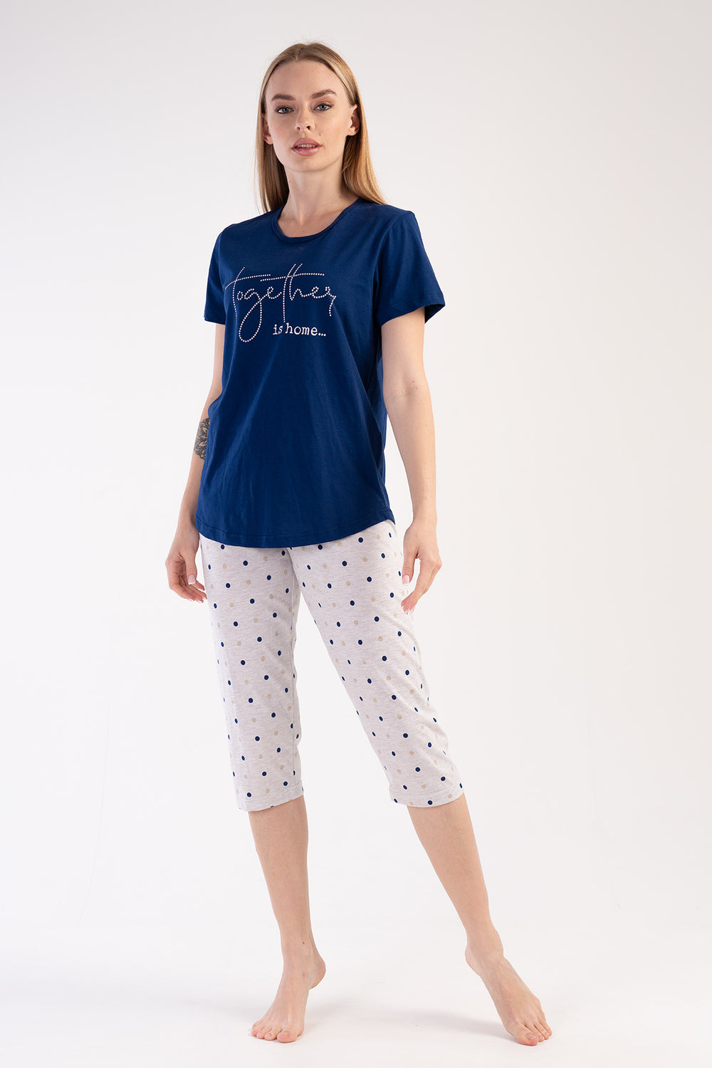 KADIN KISA KOL KAPRI TAKIM 303219 - Vienetta1.Grup1193INDIGO