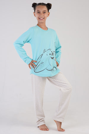 KIZ COCUK 2IPLIK UZUN KOL PIJAMA TAKIM(7 - 8/13 - 14) 303231 - Vienetta1.GrupMINT