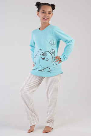 KIZ COCUK 2IPLIK UZUN KOL PIJAMA TAKIM(7 - 8/13 - 14) 303231 - Vienetta1.GrupMINT