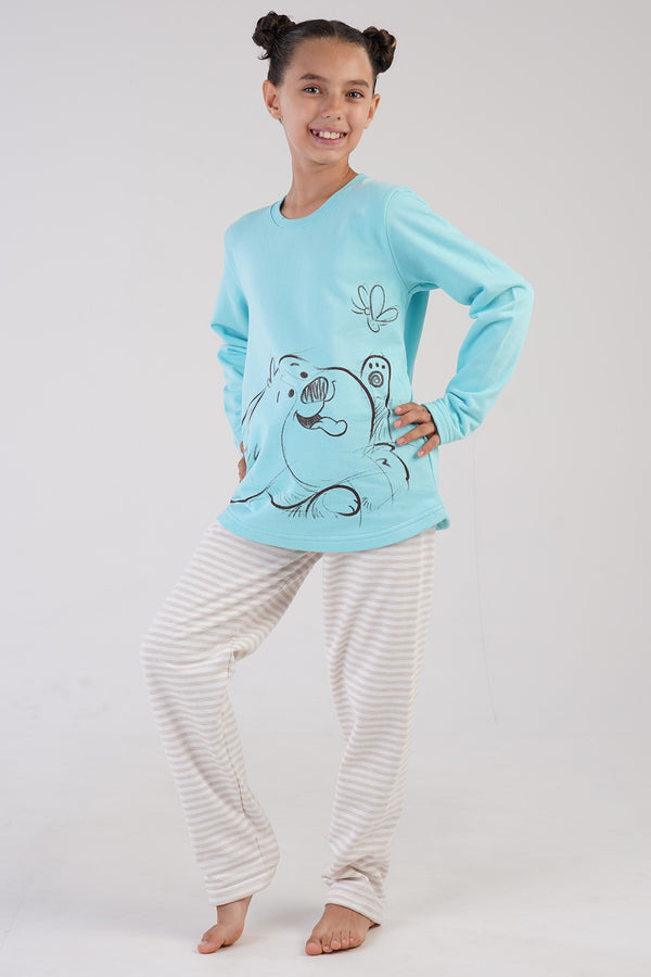 KIZ COCUK 2IPLIK UZUN KOL PIJAMA TAKIM(7 - 8/13 - 14) 303231 - Vienetta1.GrupMINT