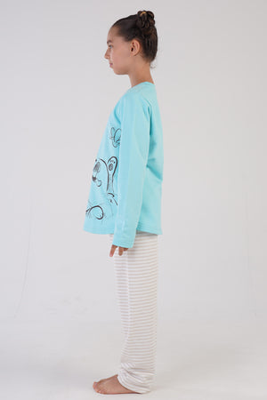 KIZ COCUK 2IPLIK UZUN KOL PIJAMA TAKIM(7 - 8/13 - 14) 303231 - Vienetta1.GrupMINT