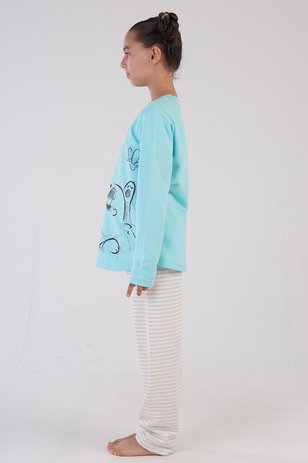 KIZ COCUK 2IPLIK UZUN KOL PIJAMA TAKIM(7 - 8/13 - 14) 303231 - Vienetta1.GrupMINT