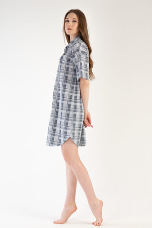 KADIN SUPREM TAMAMI DUGMELI KISA KOL GOMLEK TUNIK 303295 - Vienetta1.GrupGRI