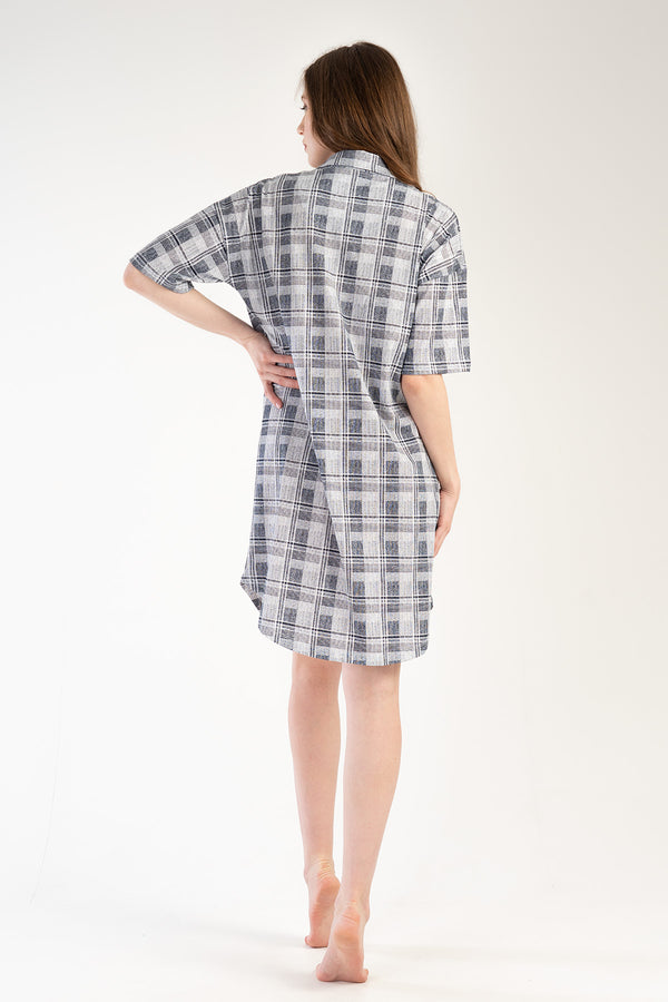 KADIN SUPREM TAMAMI DUGMELI KISA KOL GOMLEK TUNIK 303295 - Vienetta1.GrupGRI