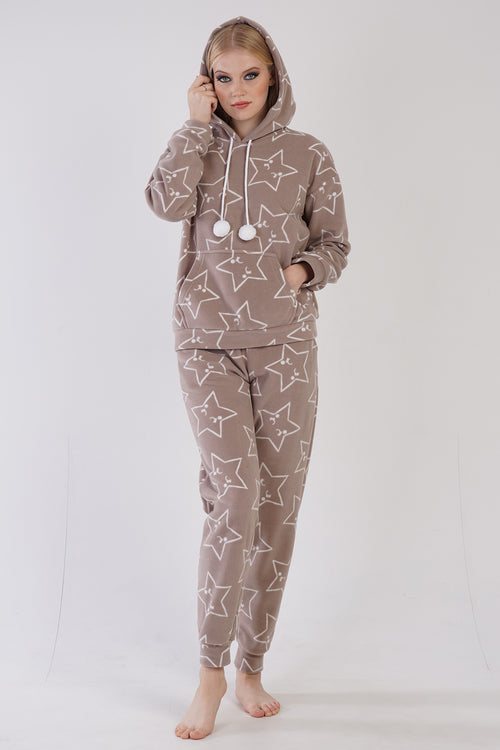 KADIN POLAR UZUN KOL PIJAMA TAKIM 304042 - Vienetta1.GrupSUTLU KAHVE