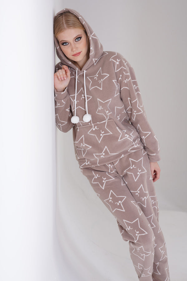 KADIN POLAR UZUN KOL PIJAMA TAKIM 304042 - Vienetta1.GrupSUTLU KAHVE
