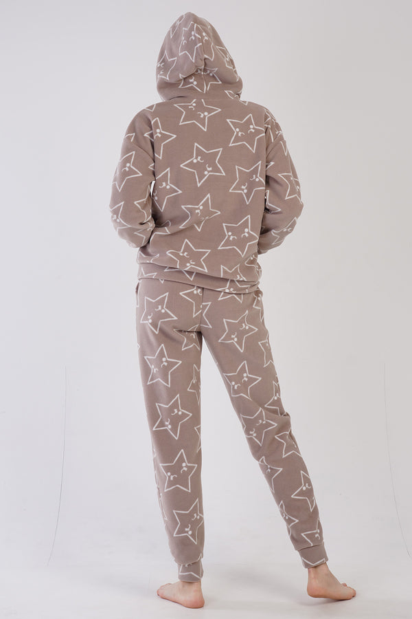 KADIN POLAR UZUN KOL PIJAMA TAKIM 304042 - Vienetta1.GrupSUTLU KAHVE