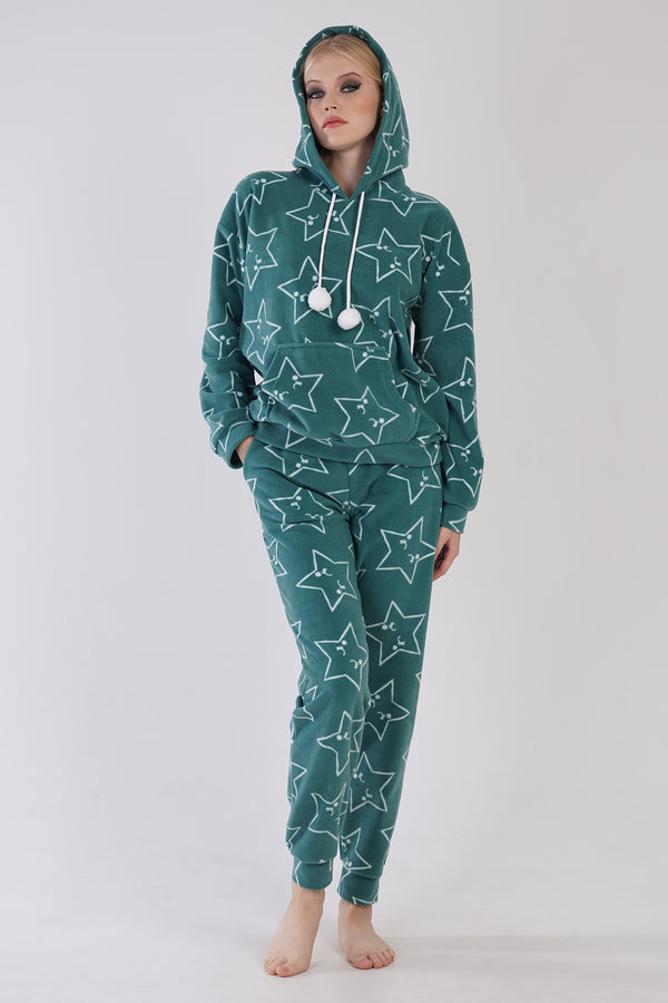 KADIN POLAR UZUN KOL PIJAMA TAKIM 304042 - Vienetta1.GrupSUTLU KAHVE