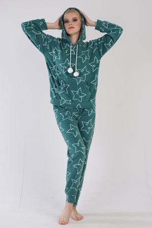 KADIN POLAR UZUN KOL PIJAMA TAKIM 304042 - Vienetta1.GrupSUTLU KAHVE