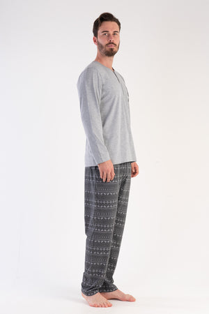 ERKEK SUPREM XXL PATLI UZUN KOL PIJAMA TAKIM 304093 - Vienetta1.GrupGRAY MELANGE