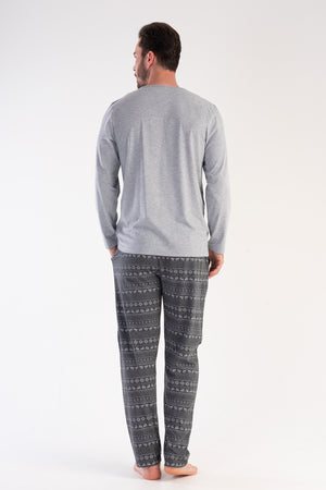 ERKEK SUPREM XXL PATLI UZUN KOL PIJAMA TAKIM 304093 - Vienetta1.GrupGRAY MELANGE