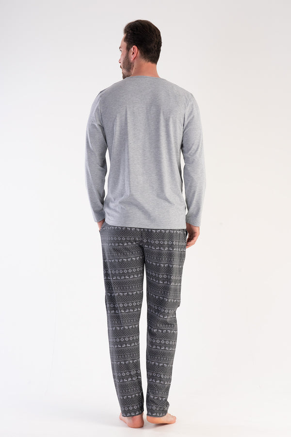 ERKEK SUPREM XXL PATLI UZUN KOL PIJAMA TAKIM 304093 - Vienetta1.GrupGRAY MELANGE
