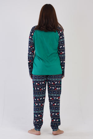 Woman Big Size Holly Jolly Green Christmas Pyjama Set