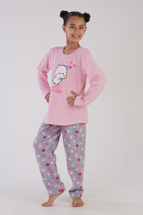 KIZ COCUK POLAR UZUN KOL PIJAMA TAKIM(7 - 8/13 - 14) 304151 - Vienetta1.GrupPINK